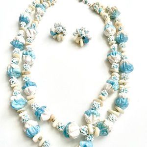 JAPAN Signed  RARE Sugar Beads Baby Teeth  Baby Blue White like Alfred Philip